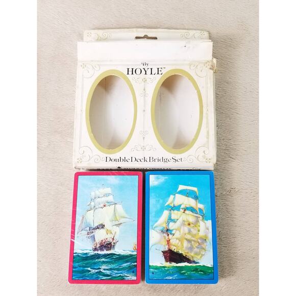 Playing Cards by Hoyle Plastic Coated New Sealed Deck x6 Ship Sailing USA Vtg - Picture 10 of 12